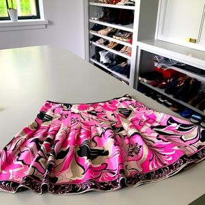 Elie Tahari Floral Pleated Silk Skirt